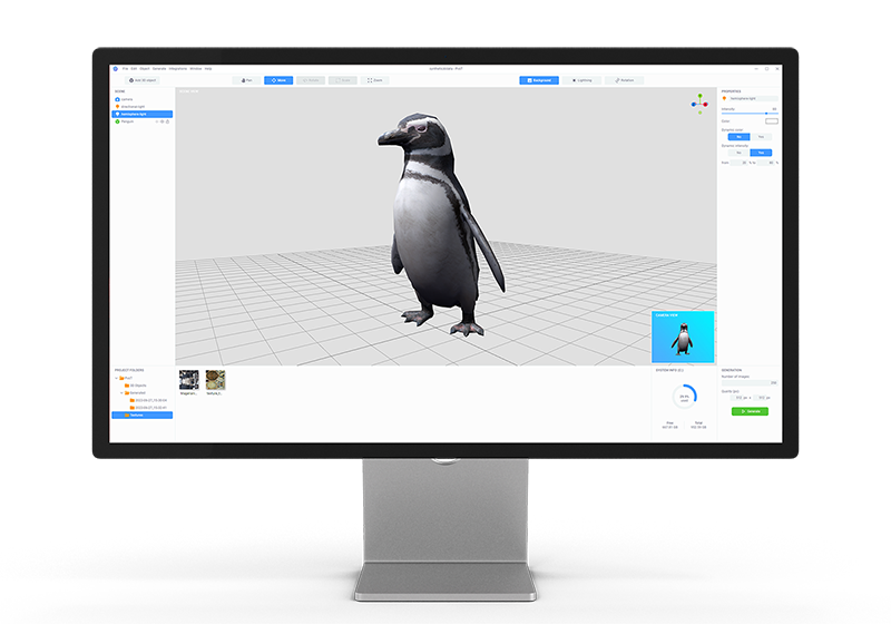 Image of a 3D penguin on a screen