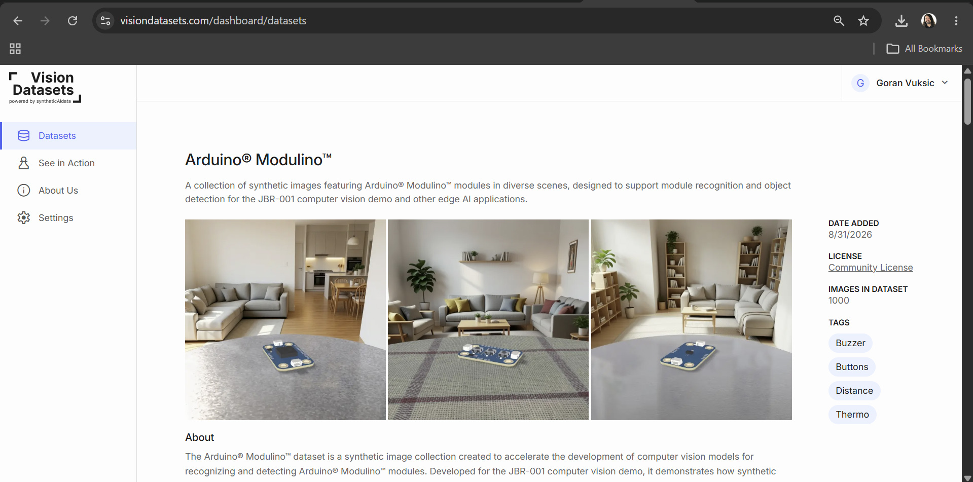 Arduino® Modulino™ dataset page on VisionDatasets.com Arduino® Modulino™ dataset page on VisionDatasets.com