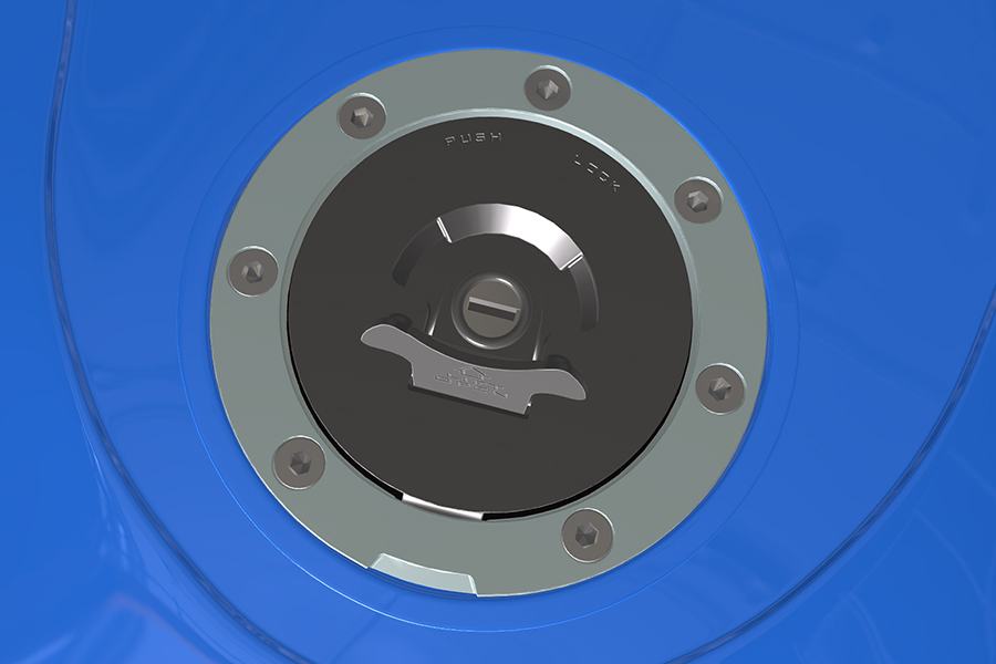 Motorcycle fuel tank cap with color variation Motorcycle fuel tank cap with color variation