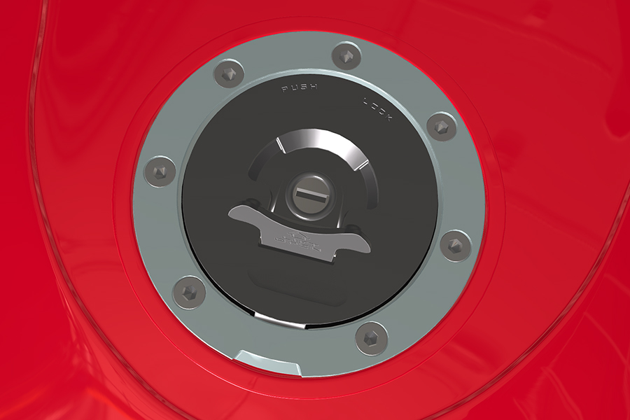 Motorcycle fuel tank cap with bent defect Motorcycle fuel tank cap with bent defect